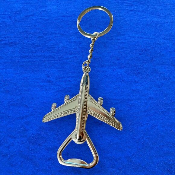 Travel Themed Keychain Bottle Opener - Retro Airplane Design - Picture 4 of 5